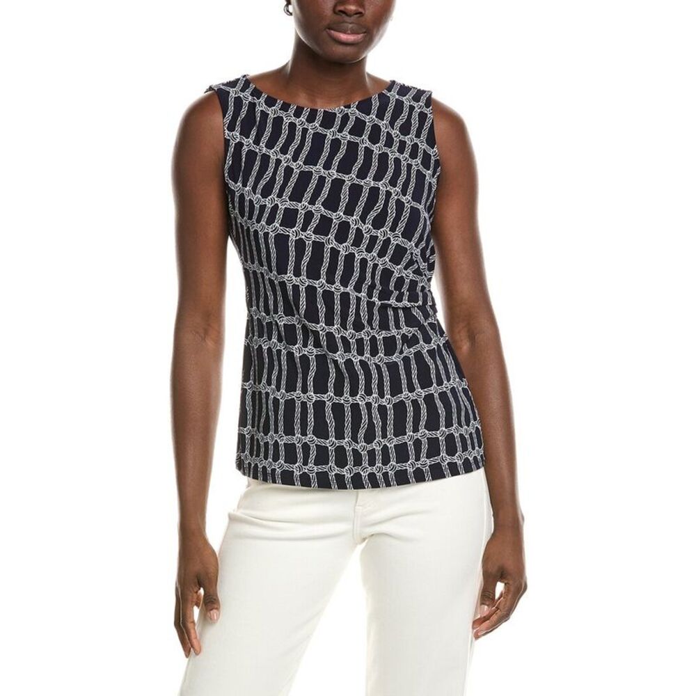 Jones New York Womens  Side Pleat Scoop Neck Tank Top, Blue
